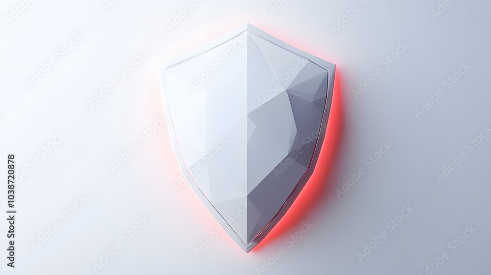Poster cyber security safety shield in minimalistic style. 3d vector illustration. white background