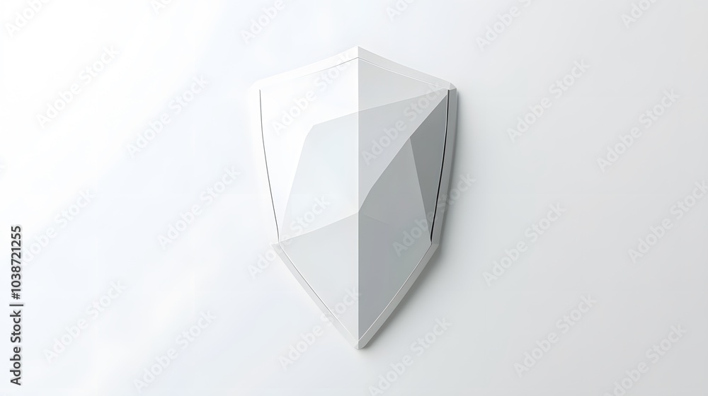 Poster cyber security safety shield in minimalistic style. 3d vector illustration. white background