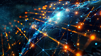 Fototapeta premium Communication technology with global internet network connected around the world ,Telecommunication and data transfer international connection links