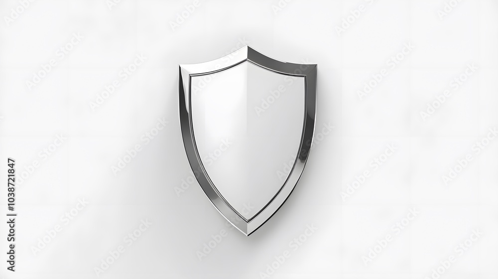 Poster cyber security safety shield in minimalistic style. 3d vector illustration. white background