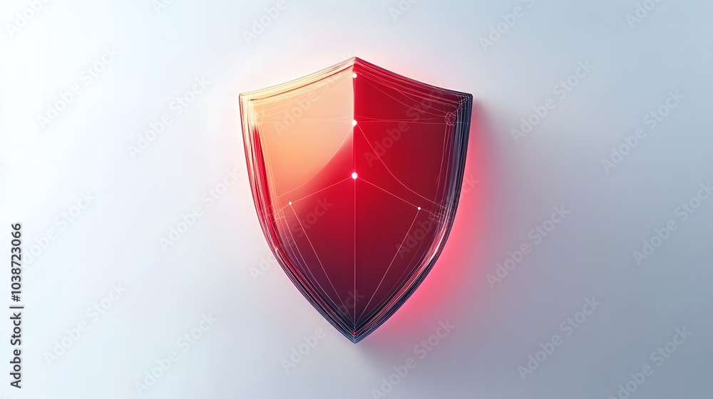 Poster cyber security safety shield in minimalistic style. 3d vector illustration. white background