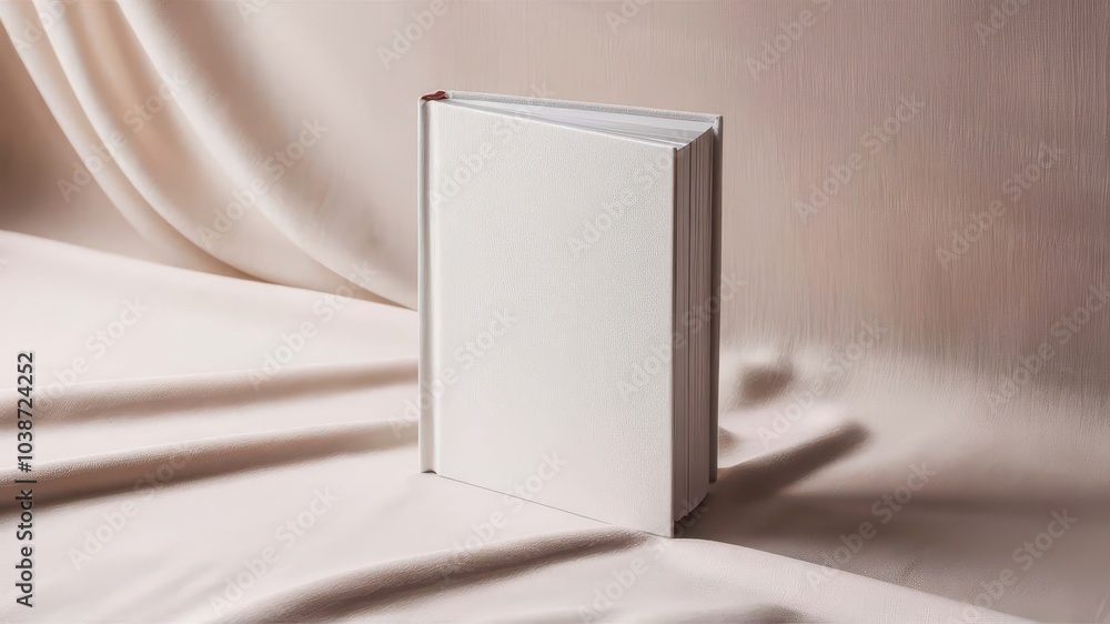 Poster a minimalist approach to book design exploring the aesthetic appeal of a simple white book on soft f