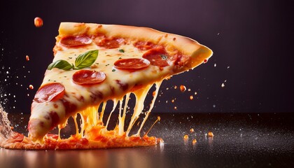 Trozo de pizza con queso derretido