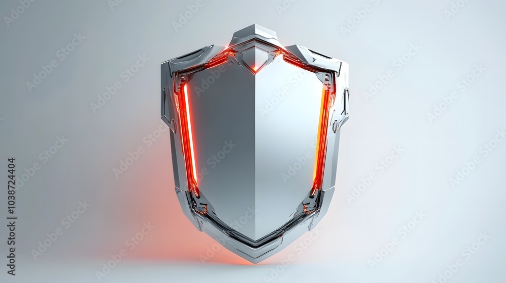 Poster cyber security safety shield in minimalistic style. 3d vector illustration. white background