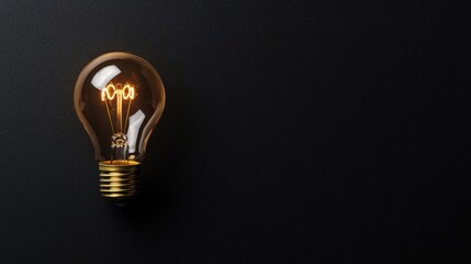 A glowing light bulb against a dark background symbolizing ideas creativity and illumination