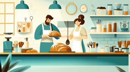 Fototapeta premium Family Cooking Together in a Cozy Kitchen