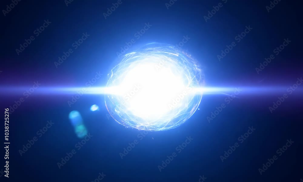 Aufkleber a glowing orb of energy with intricate patterns radiating light against a dark background.