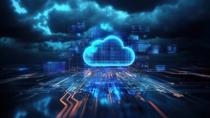 Fototapeta premium Cloud storage ,Circuit background data processing technology and cloud computing