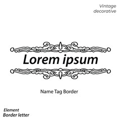 tag name border, aesthetic, vintage and vector border design elements	