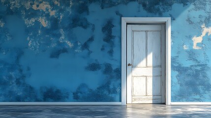 White Door in a Blue Room