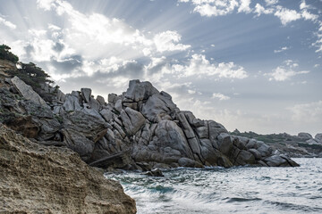 Mediterranean seascape of Gallura coast in northern Sardinia island, Italy