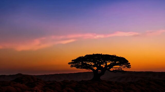 breathtaking 4K timelapse rocky hill daytonight transition featuring majestic baobab tree silhouetted Milky Way night sky Botswana's Mashatu region time lapse abstract texture south africa botswana
