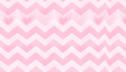 Chevron of light pink color on white background. Watercolor seamless pattern for fabric isolated with white highlights, png