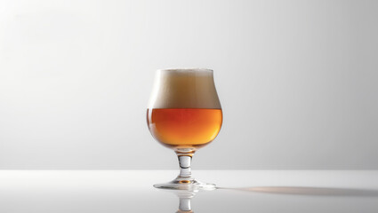 glass of beer on whiteFresh tasty beer in a glass.