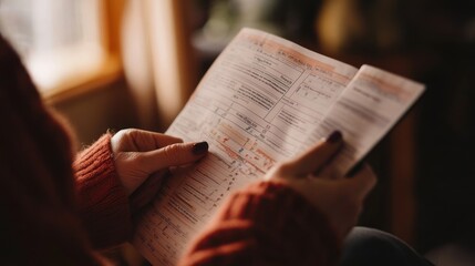 Woman Reading a Paper Document
