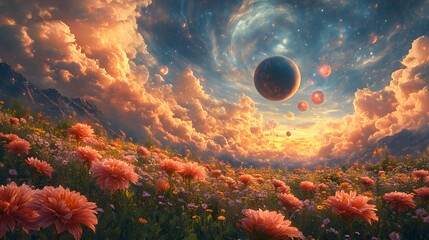 Dreamlike Landscape with Celestial Wonders