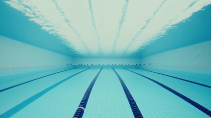 Obraz premium A swimming pool lane marker underwater, indoor setting with clear blue water, Minimalist style
