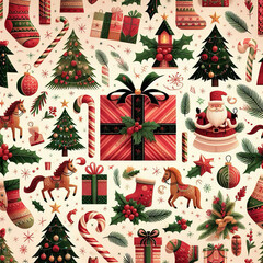 christmas seamless pattern with christmas trees