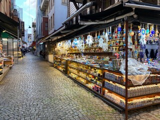 A bazaar in a narrow street in Istanbul