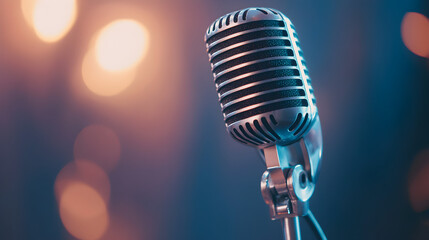 retro microphone on stage