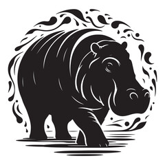 Stylized Artistic Hippopotamus Silhouette Illustration