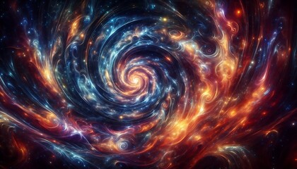Abstract cosmic background with stars and swirling galactic patterns,generative ai