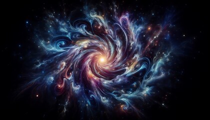 Abstract cosmic background with stars and swirling galactic patterns,generative ai