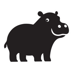 Silhouette of a Hippopotamus , High-Quality Hippo Vector Illustration