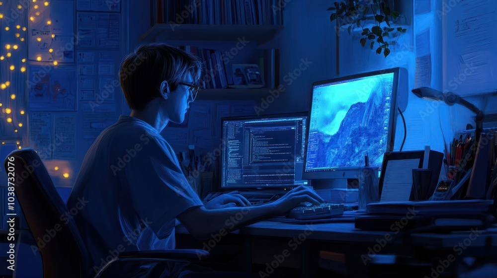 Poster it professional using computer in office