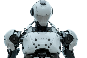 Multifunctional Humanoid Robot for Household Tasks Isolated on Transparent Background