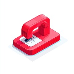 A red hole puncher on a white background, designed for office use.