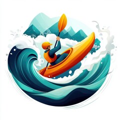 Kayaker Navigating Thrilling White Water Rapids