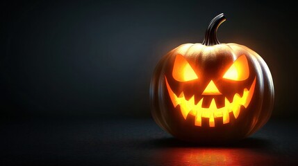 Glowing jack-o'-lantern pumpkin for Halloween on transparent background  