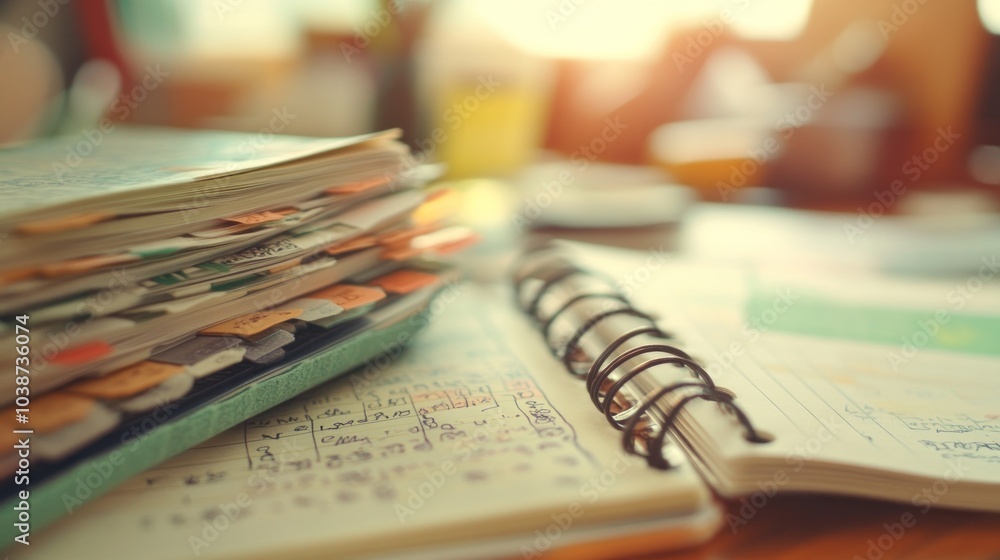 Poster close-up of a stack of notebooks