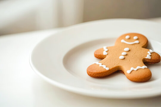Homemade Christmas cookies gingerman on white background