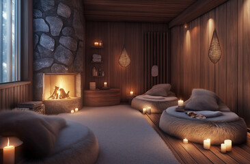 Bask in Tranquility at a Serene Spa, Surrounded by Soft Lighting, Natural Aromas, and Peaceful Elements for Wellness