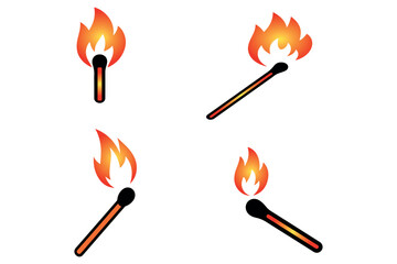 Creative Vector Illustration of Burning Matches for Safety Tips