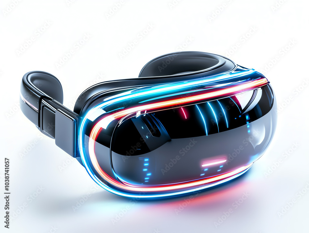 Poster exploring the future a sleek and minimalistic vr headset design for an immersive virtual experience