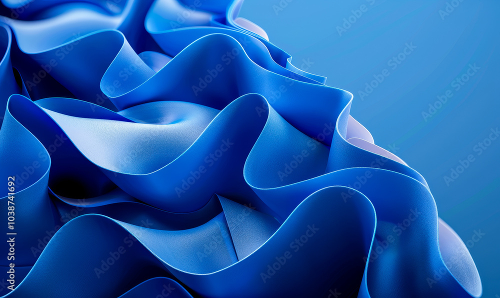 Poster dynamic blue 3d undulating lines abstract wallpaper with copy-space, colorful renders, and fluid des