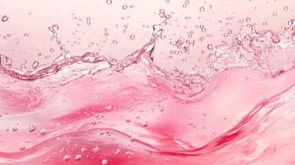 A vibrant splash of pink liquid, capturing the dynamic movement of water droplets.