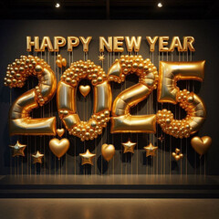 Fototapeta premium Happy New Year 2025 New Year bubble Banner 
