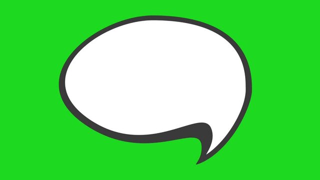 speech bubble balloon animation. chat communication. cartoon message design. on chroma key green screen background