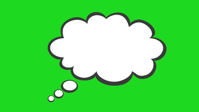 cloud speech bubble balloon animation. chat communication. cartoon message design. illustration. on green screen chroma key background