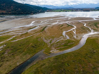 Aerial View of River Delta in British Columbia, Canada