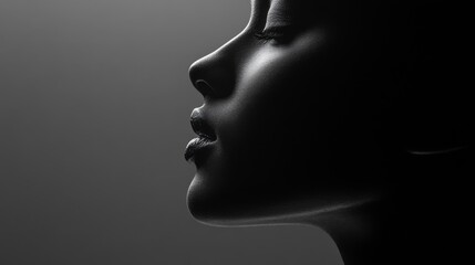 Elegant Black and White Profile Silhouette of a Woman