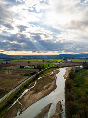 Scenic Aerial View of Fraser Valley in British Columbia, Canada