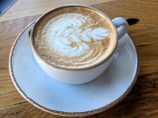 cup of cappuccino on the plate