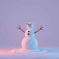Obraz premium cute snowman on minimal background, simple style 