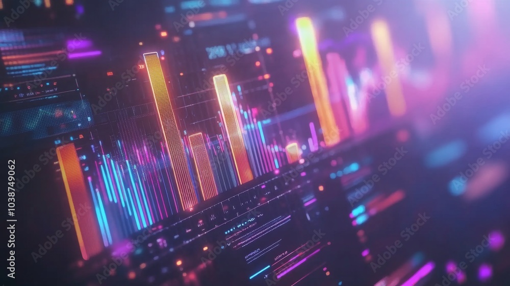 Poster abstract data visualization with vibrant colors