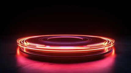 Obraz premium High speed glowing lines background emitted by technology circular turntable, digital abstract creative concept illustration